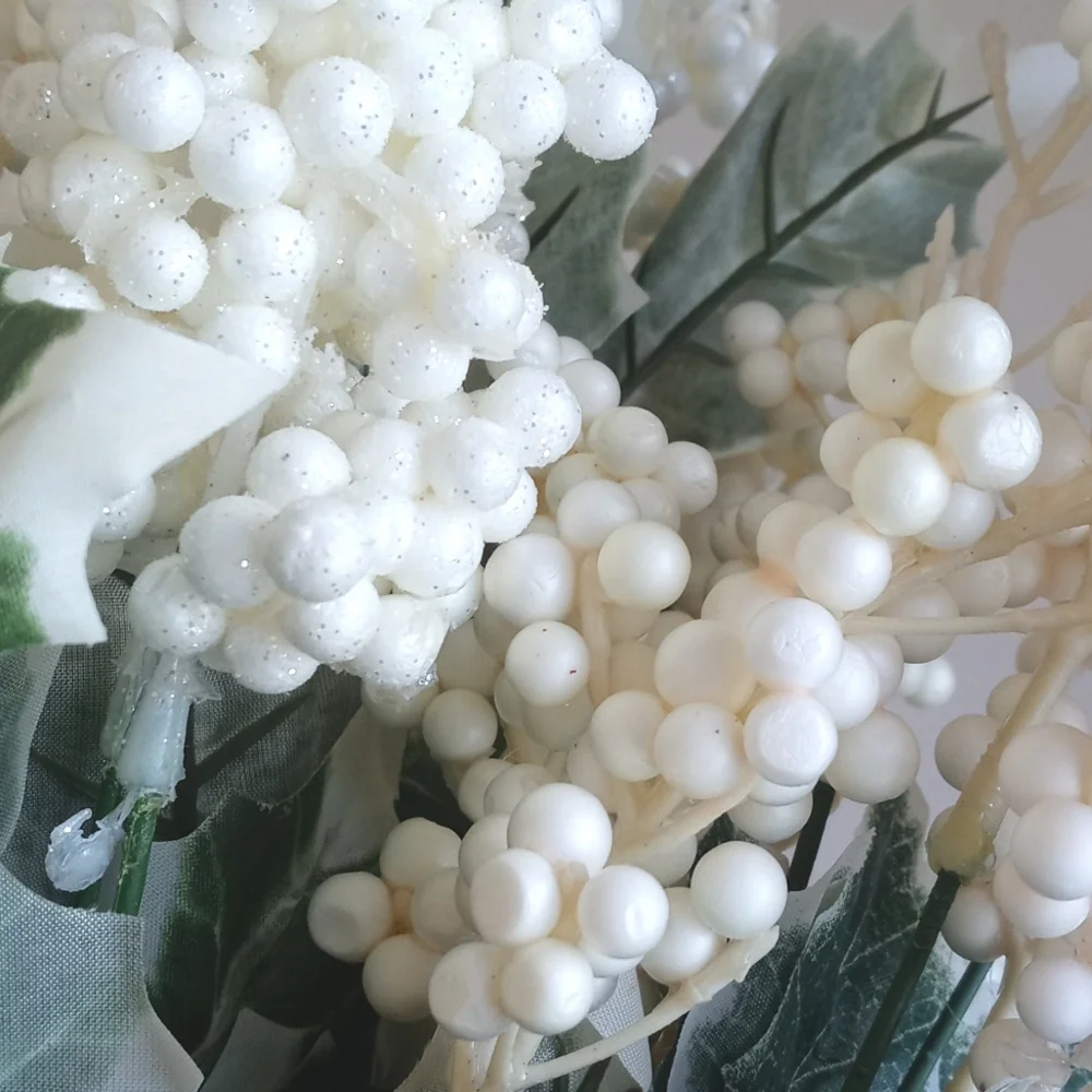 5x Bloom White Berry Spray Floral Stems - Artificial Home Accent 5 Faux Bushes